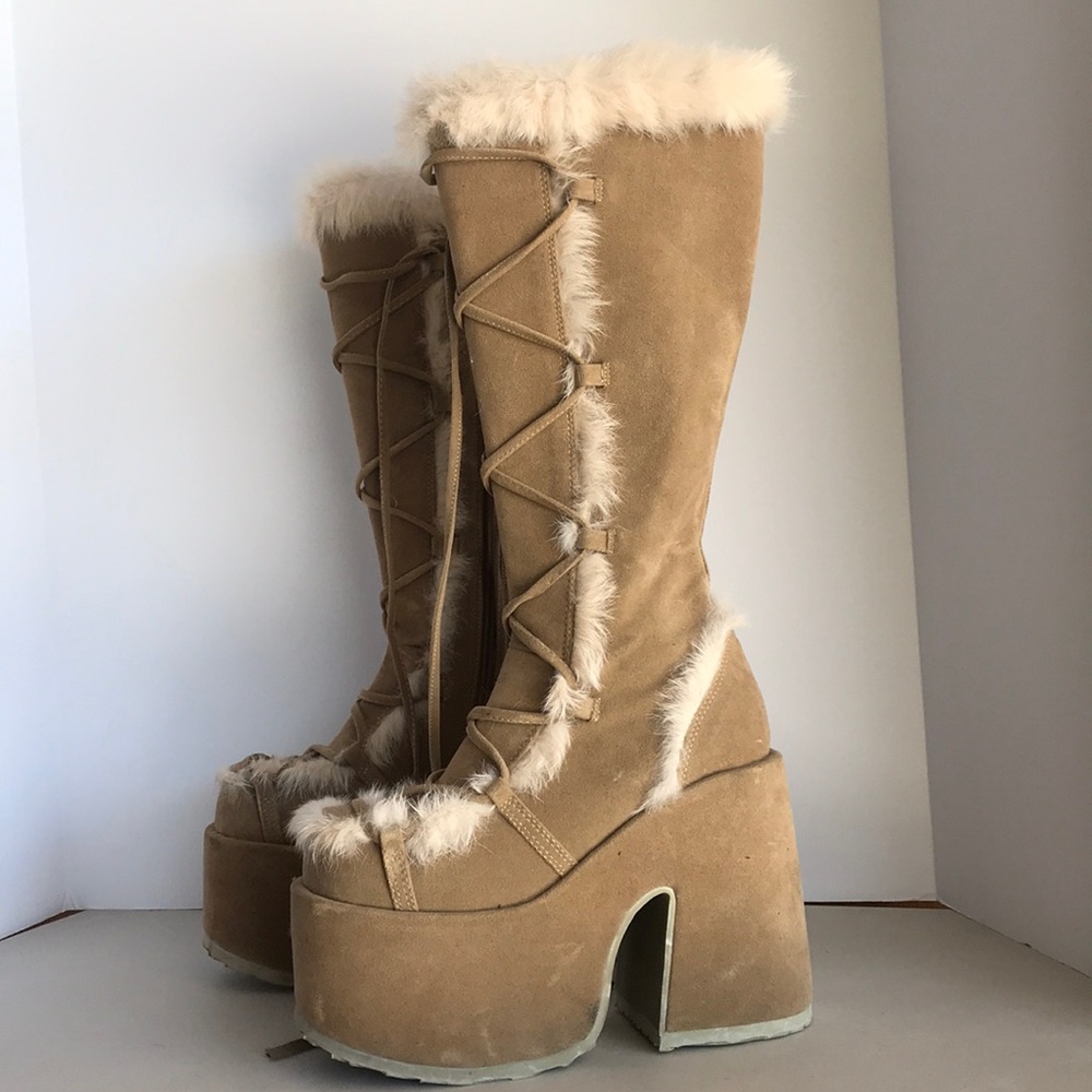 New Demonia Camel Platform Dance Club Fluffy Boot